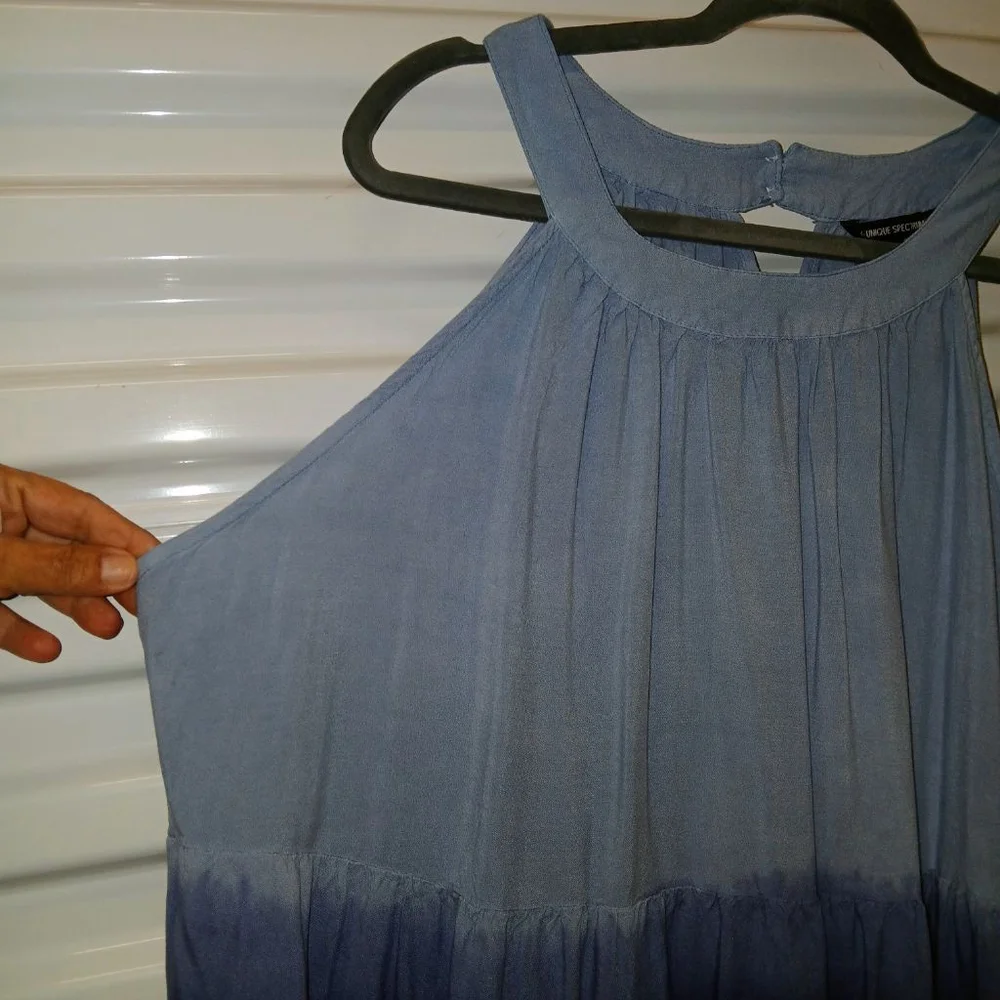 Women's UNIQUE SPECTRUM Blue Navy Ombre Tank Top 2X - Picture 2 of 7